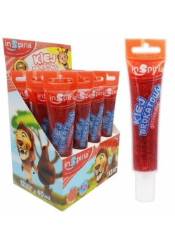 Klej brokatowy czerwony 40ml (12szt)
