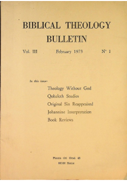 Biblical theology bulletin Vol III