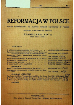 Reformacja w Polsce nr 1 do 8 ok 1922 r.