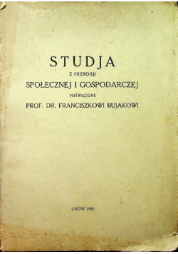 Studja z historji społecznej i gospodarczej 1931 r.