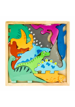 Puzzle drewniane na planszy Dino