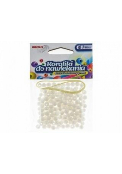 Koraliki do nawlekania białe + sznurek 6mm 16g