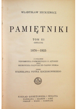 Mickiewicz Pamiętniki Tom III 1933 r.