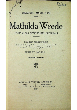 Mathilda Wrede Lamie des prisonniers finlandais 1925 r.