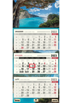 Kalendarz 2023 ścienny trójdzielny Zatoka