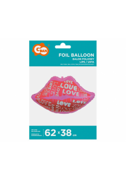 Balon foliowy Usta z napisem Love 62x38cm