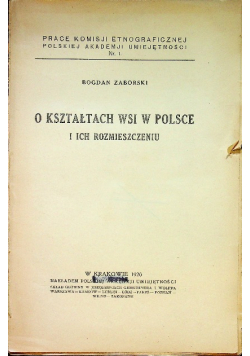 O kształtach wsi w Polsce 1926 r.