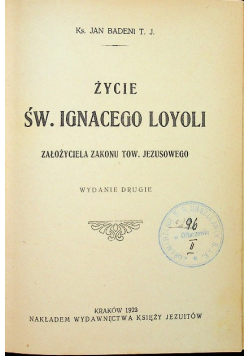 Życie św Ignacego Loyoli 1923 r.