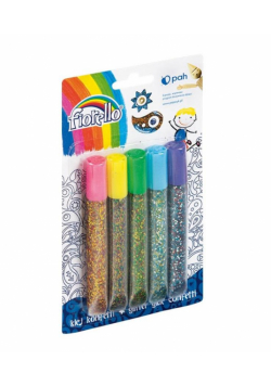 Klej brokatowy confetti 5 kolorów FIORELLO