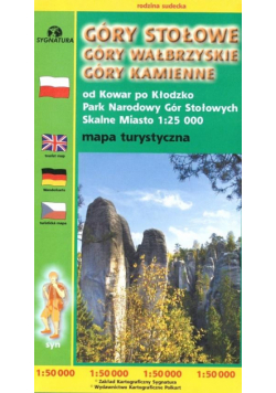 Mapa tur. Góry Stołowe, Wałbrzyskie, Kamienne