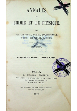 Annales De Chimie Et De Physique Tome 18 1879 r.