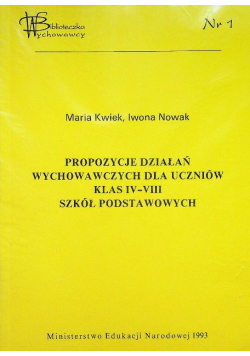 Propozycje działań wychowawczych dla uczniów klas IV VIII szkół podstawowych