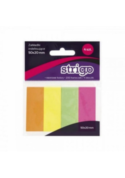 Karteczki samoprzylepne 50x20mm 200K neon STRIGO