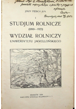 Studjum Rolnicze Wydział Rolniczy Uniwersytetu Jagiellońskiego 1934 r.
