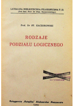 Rodzaje podziału logicznego 1939 r.