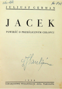 Jacek powieść o prześlicznym chłopcu 1928 r.