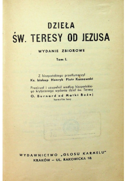 Dzieła Św Teresy od Jezusa Tom I 1939 r.