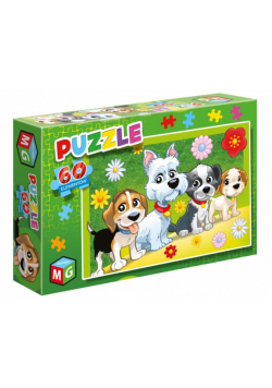 Puzzle 60 Pieski kwiatki