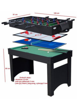 Stół sportowy 4 w 1 Jupiter (Piłkarzyki, Cymbergaj, Ping Pong, Billard)