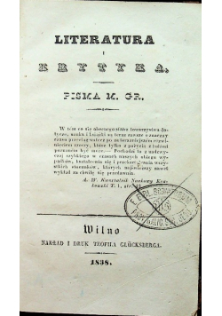 Literatura i Krytyka Pisma 1838 r