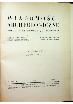 Wiadomości archeologiczne tom XVI reedycja 1939 r.