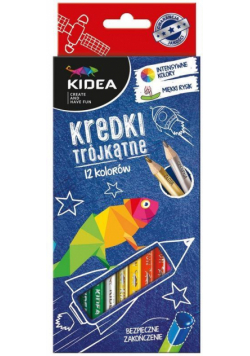 Kredki trójkątne 12 kolorów KIDEA
