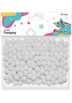 Pompony poliestrowe 10mm białe 120szt.