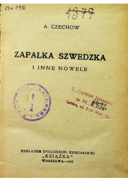 Zapałka Szwedzka / Hoffmann Opowieści ok 1927 r.