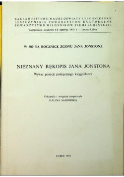 Nieznany Rękopis Jana Jonstona
