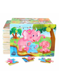 Puzzle drewniane 12 elementów MIX