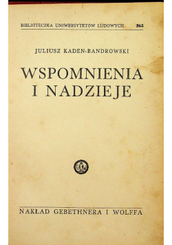 Wspomnienia i Nadzieje 1938 r.