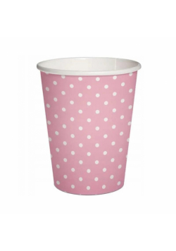 Kubki papierowe eko Różowe w kropki 250ml 10szt