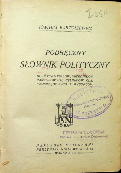 Podręczny słownik polityczny ok 1925 r.