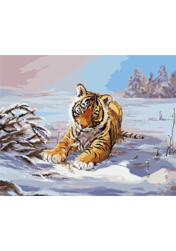 Malowanie po numerach - Tygrys w zimie 40x50cm