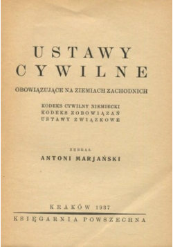 Ustawy cywilne obowiązujące na ziemiach zachodnich 1937 r