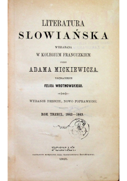 Literatura słowiańska Tom III 1865 r.