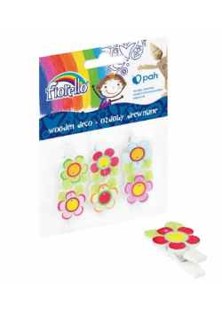 Ozdoby drewniane Spinacz Kwiatek 6szt FIORELLO