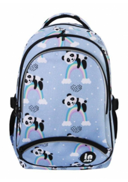 Plecak trzykomorowy niebieski Panda