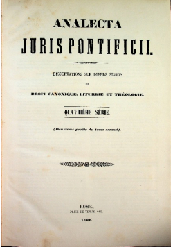 Analecta Juris Pontificii tom IV 1860 r.