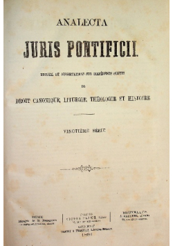 Analecta Juris Pontificii tom XX 1881 r.