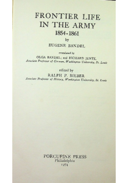 Frontier Life in the Army 1854 - 1861