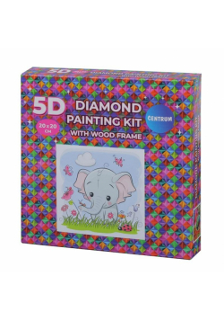 Diamentowa mozaika w ramce - Słoń 20x20 89775
