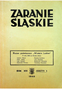 Zaranie Śląskie rok XIX zeszyt 1 1948 r.