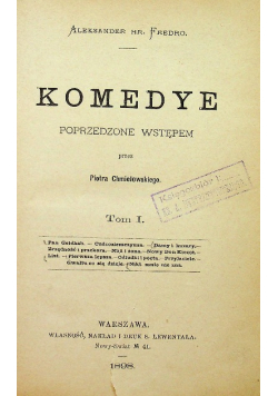 Komedye  Tom I  1898 r.