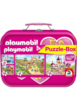 Puzzle 2x60 + 2x100 w walizce Playmobil różowy G3