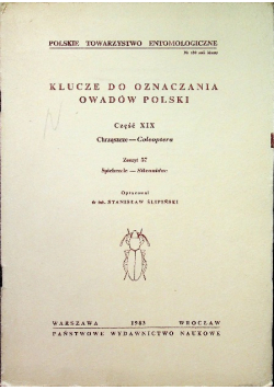 Klucze do oznaczania owadów Polski Część XIX Chrząszcze Coleoptera Zeszyt 57