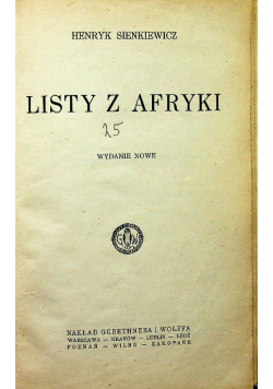 Listy z Afryki 1923 r.