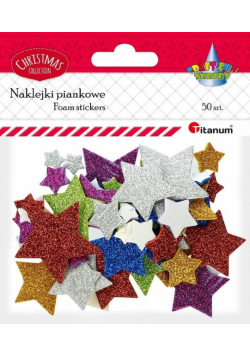 Naklejki piankowe brokatowe gwiazdki mix 50szt.