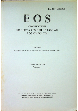 Eos volumen LXXIV