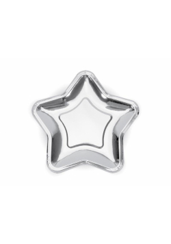 Talerzyki gwiazdki srebrne 23cm 6szt